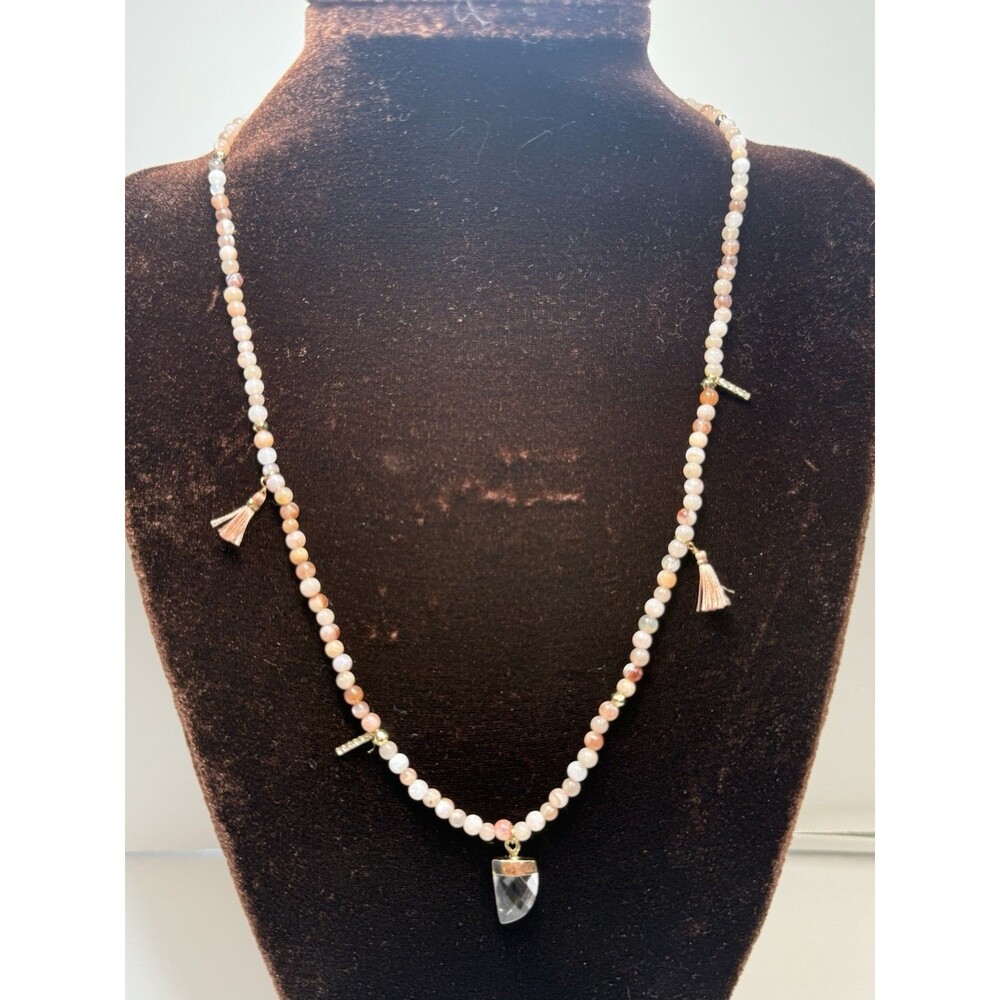 Nordstrom Delicate Genuine Stone Beaded Pendant Necklace New